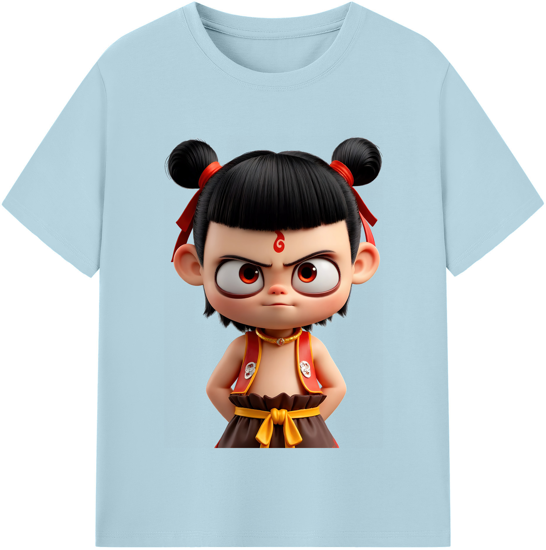（画像用） Ne Zha 2 ナタ 魔童の大暴れ 綿100％半袖Tシャツ（フロントプリント）